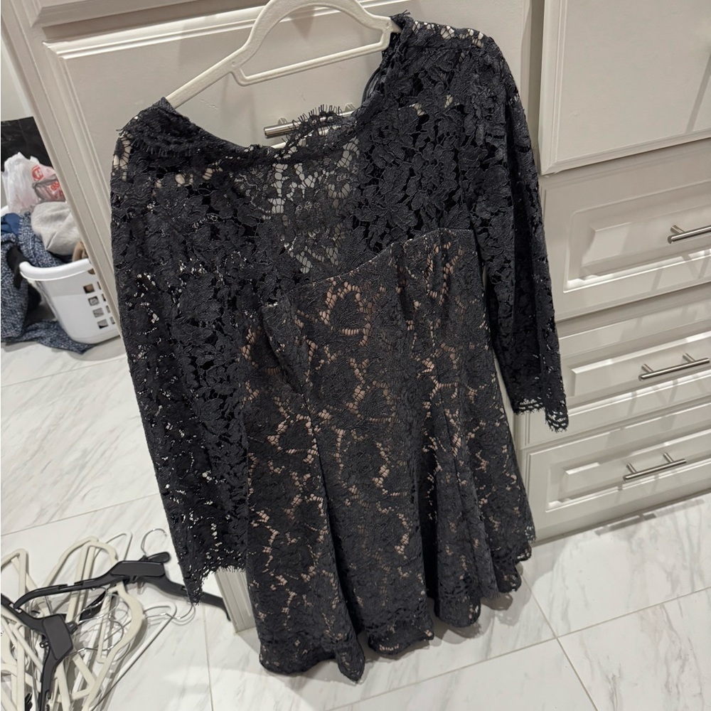 Elegant gray Lace Women's Dress